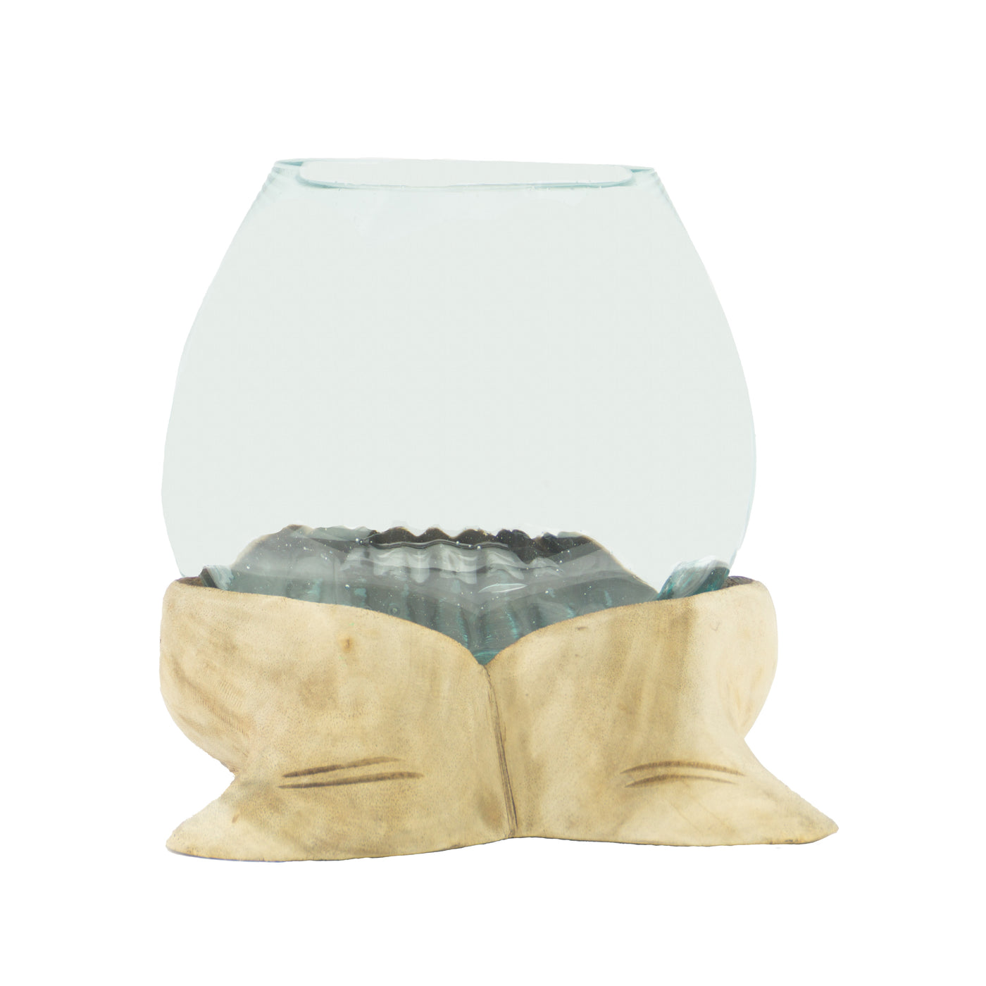 Wooden Hand Glass Bowl
