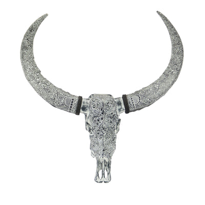 Bali Buffalo White Skull with Carved Motifs