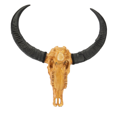 Bali Buffalo Brown Skull with Carved Motifs